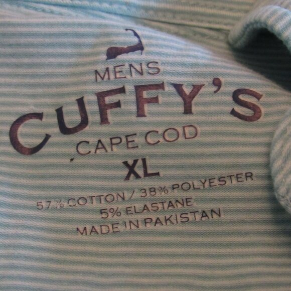 Cuffy's of Cape Cod Green/Whte Stripe Polo Sz XXL Cotton/Poly/Elastane Blend EUC - Picture 6 of 11